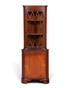 Hauptstadt Möblerei englische Eckvitrine aus Mahagoni mit verglaster Tür und eleganter Intarsienarbeit im Vintage-Stil