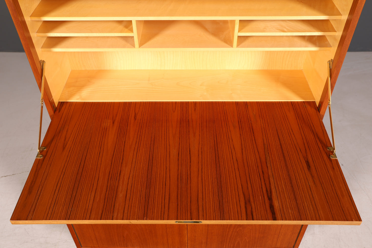 Wunderschöner Mid Century Schrank Bücherregal Vintage Sekretär Highboard Holz Regal