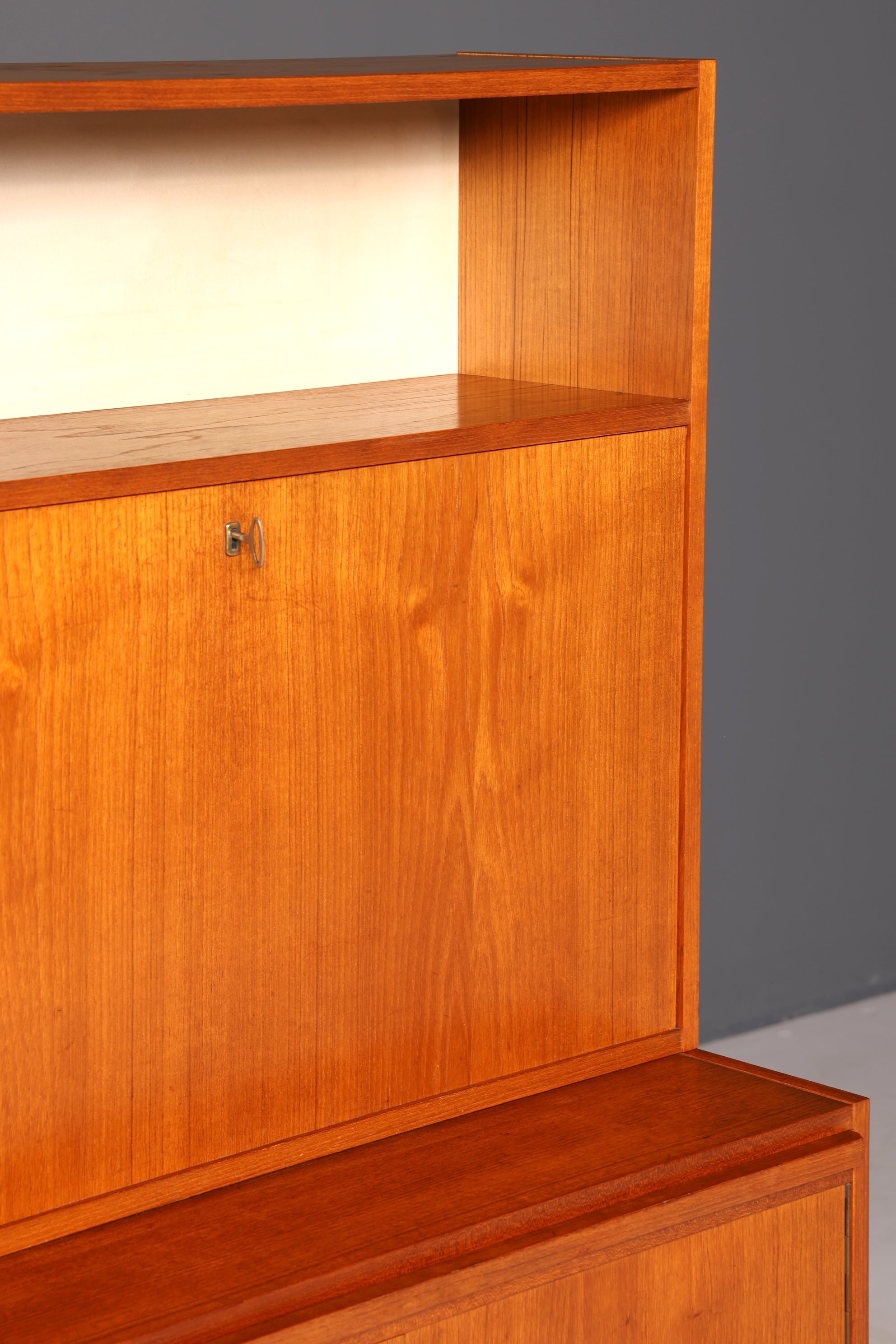 Wunderschöner Mid Century Schrank Bücherregal Vintage Sekretär Highboard Holz Regal