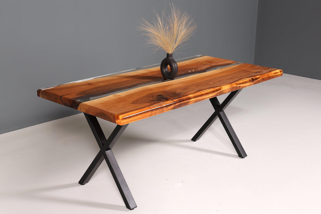 Einzigartiger Epoxidharz Tisch 180-90cm Nussbaum Esszimmer Tisch River Table Epoxy Küchentisch