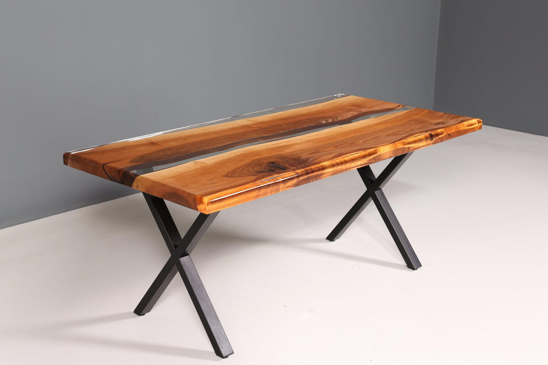 Einzigartiger Epoxidharz Tisch 180-90cm Nussbaum Esszimmer Tisch River Table Epoxy Küchentisch