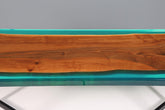 Seltener Epoxidharz Tisch Nussbaum Esszimmer Tisch grün Epoxy Esstisch massiv Holz Küchentisch