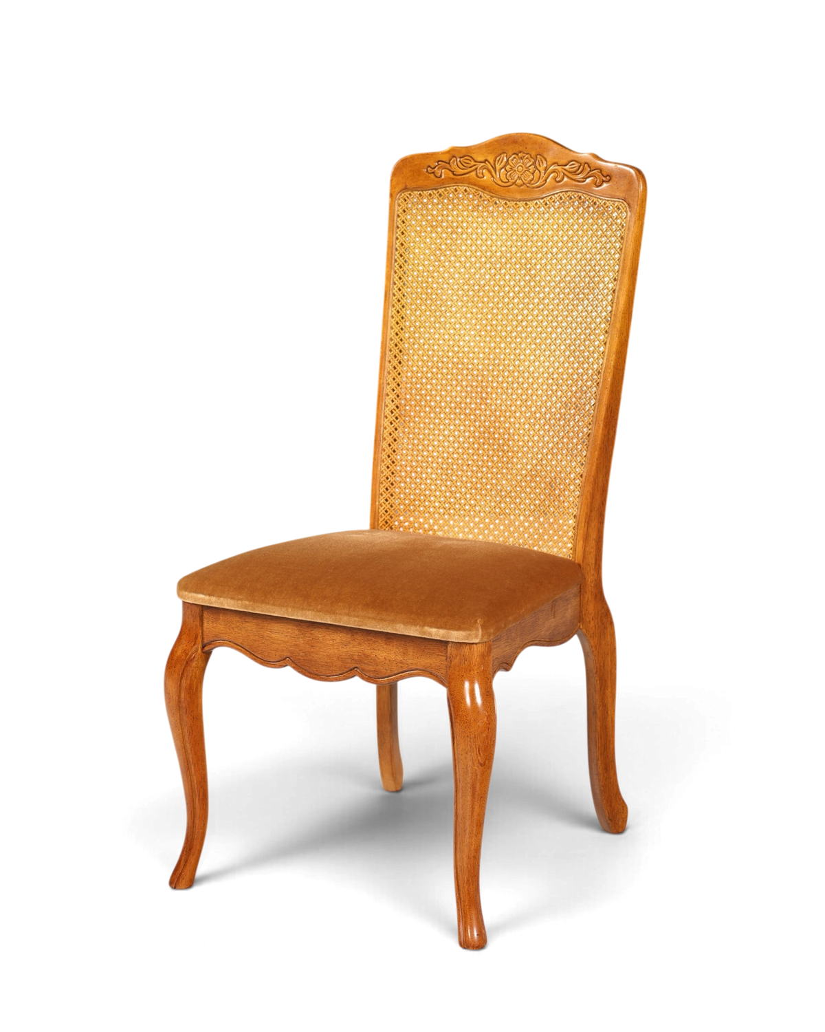 F987 Finish cm 4x Original Chippendale Stuhl Vintage Korbgeflecht Küchenstuhl Samt Stuhl