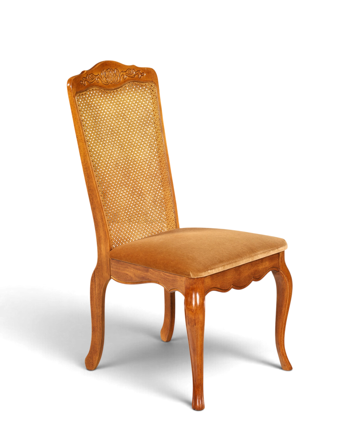 F987 Finish cm 4x Original Chippendale Stuhl Vintage Korbgeflecht Küchenstuhl Samt Stuhl
