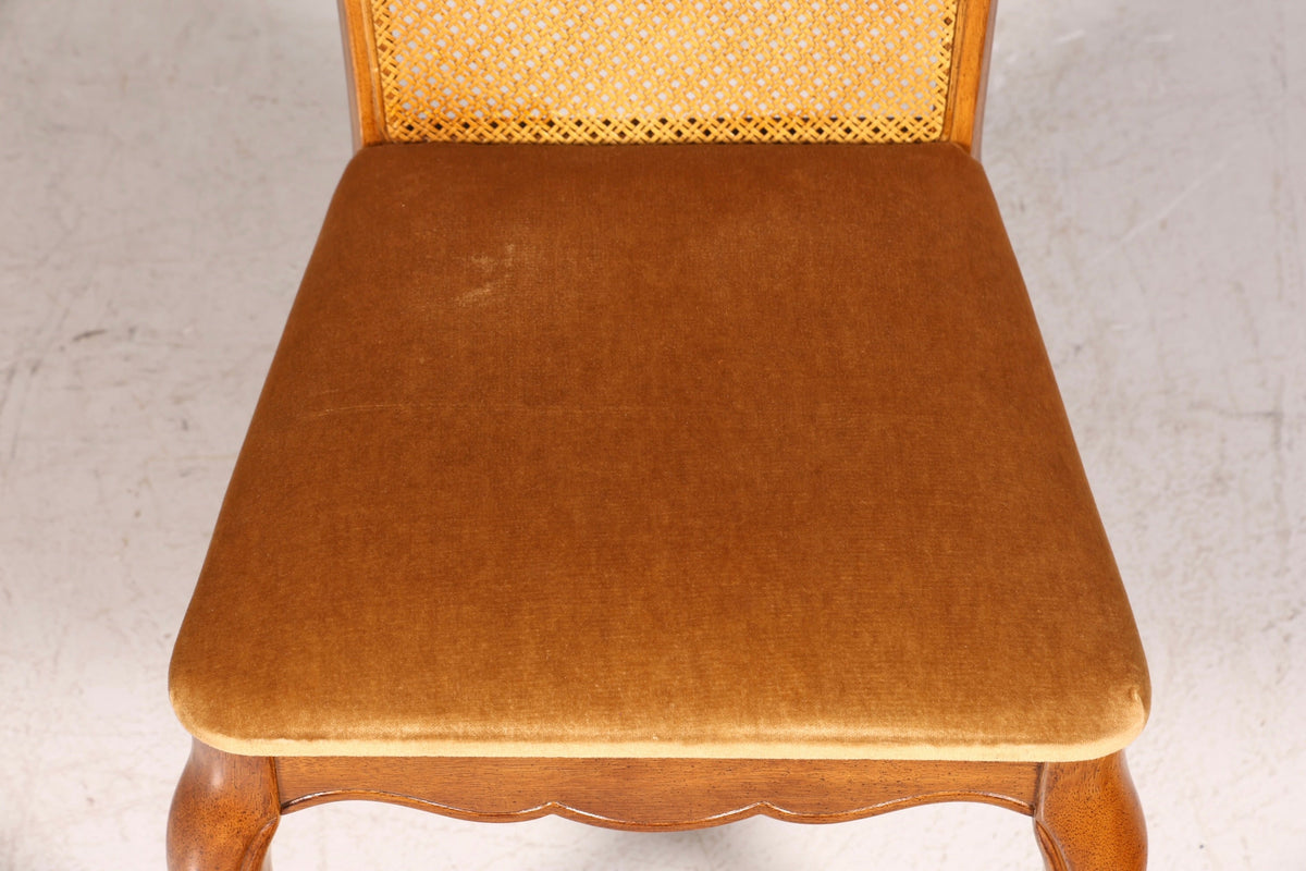 F987 Finish cm 4x Original Chippendale Stuhl Vintage Korbgeflecht Küchenstuhl Samt Stuhl