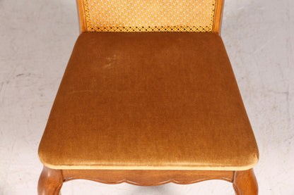 F987 Finish cm 4x Original Chippendale Stuhl Vintage Korbgeflecht Küchenstuhl Samt Stuhl