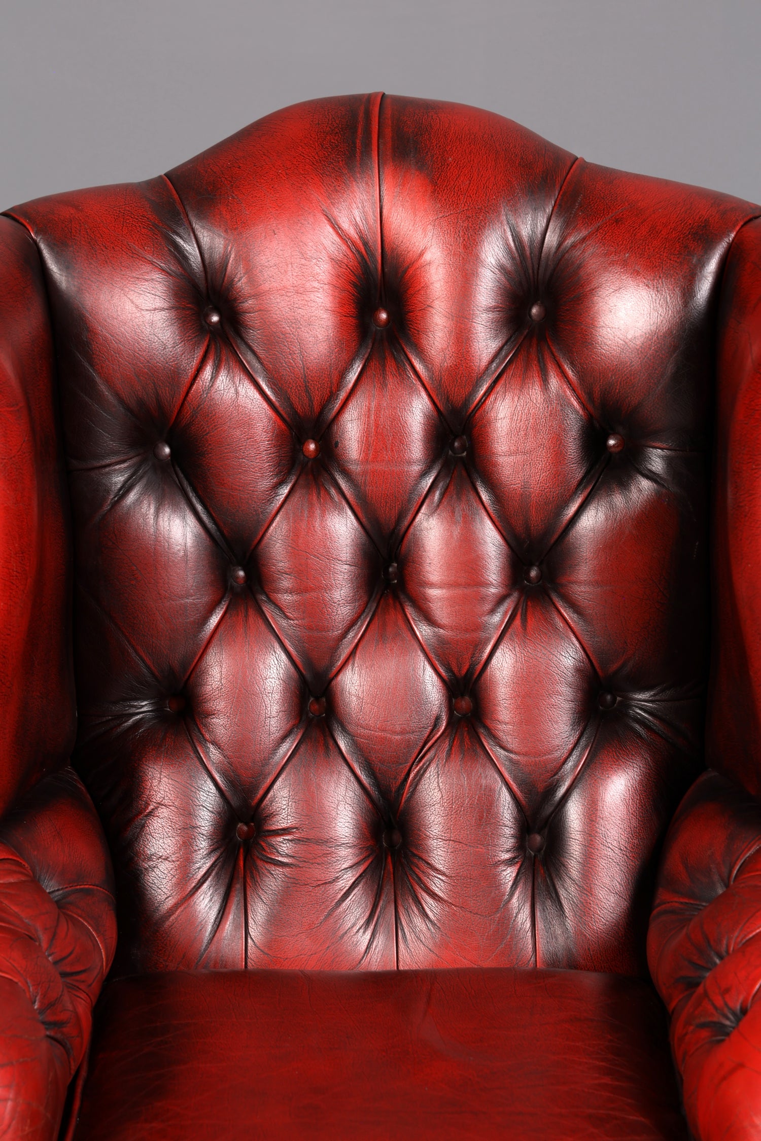 Original Chesterfield Ohrenbacken Sessel Queen Anne Englisch Oxblood Leder Herrensessel UK Armlehnsessel 2 von 2