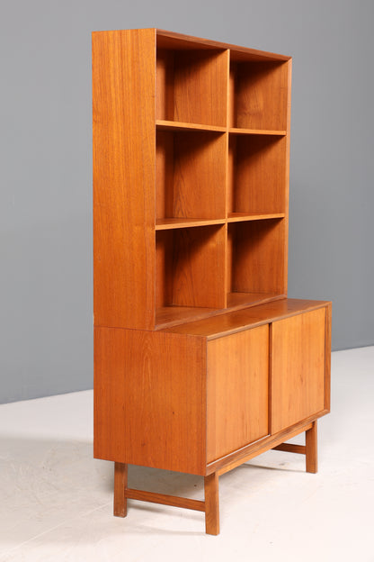 Schlichtes Mid Century Bücherregal Danish Design Schrank Retro Kommode Schiebetür Regal Vintage