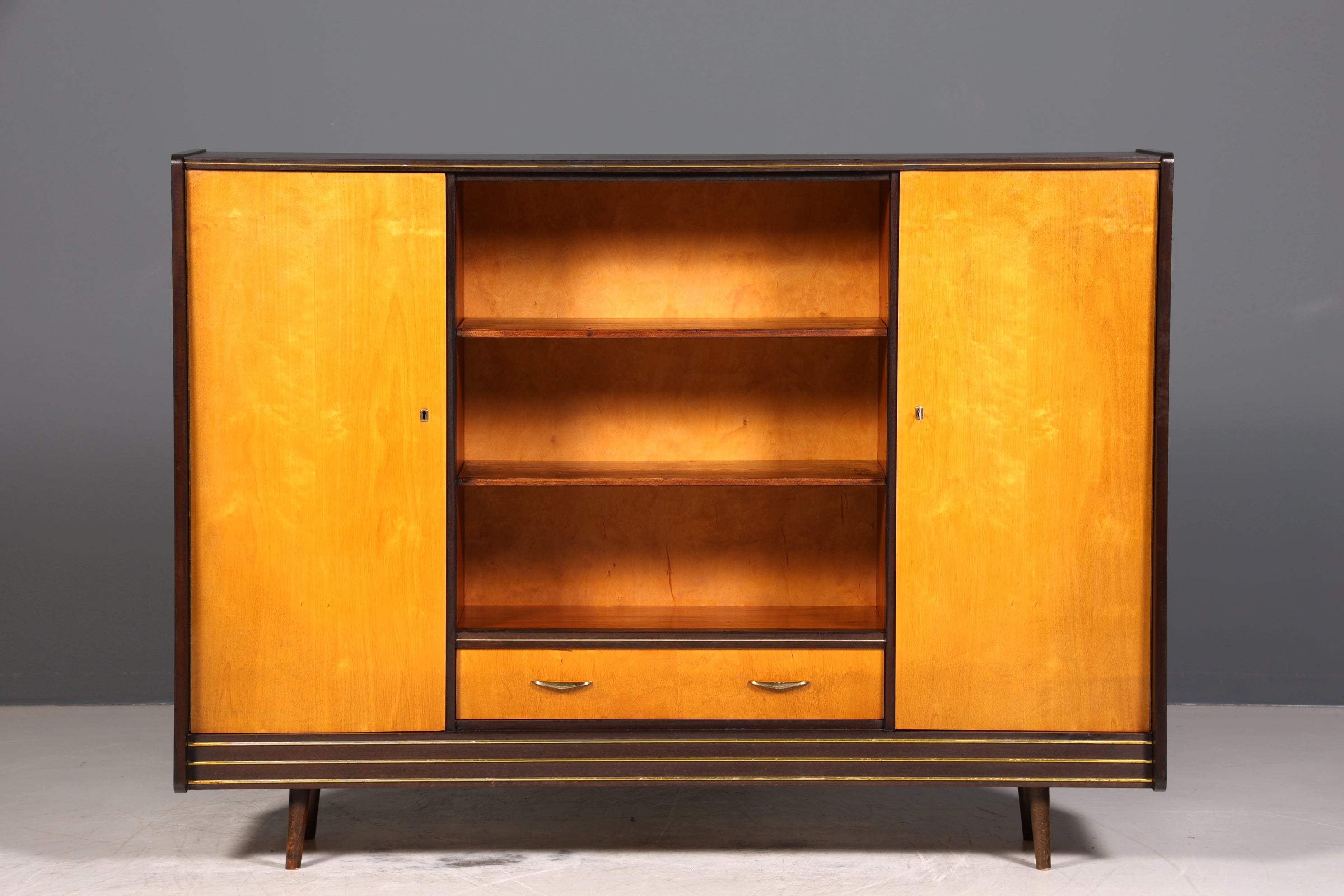Wunderschöner Mid Century Schrank 60er Jahre Bücherregal Aktenschrank Rockabilly Wäscheschrank Regal Highboard
