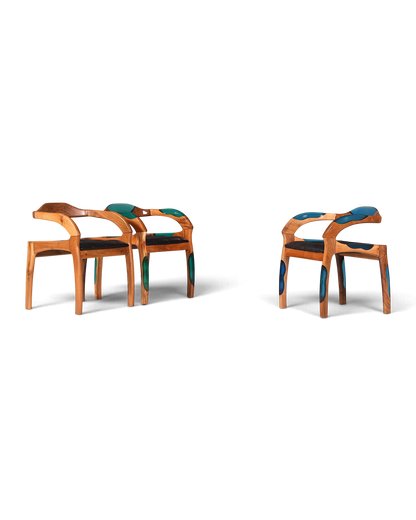 Epoxy Sessel "Arnson Plus Blue" Epoxidharz Armlehnsessel Massiv Nussbaum Sekretär Stuhl