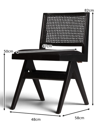 Sehr edler Korbgeflecht Stuhl "Vienna Black" schwarzer Bauhaus Relax Lounge Chair Küchenstuhl Sekretär Stuhl