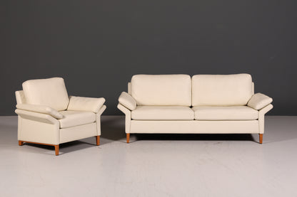 Wunderschönes Original Rolf Benz Sofa Modell 3300 Creme Echtleder 2-Sitzer Couch Designer Ledersofa