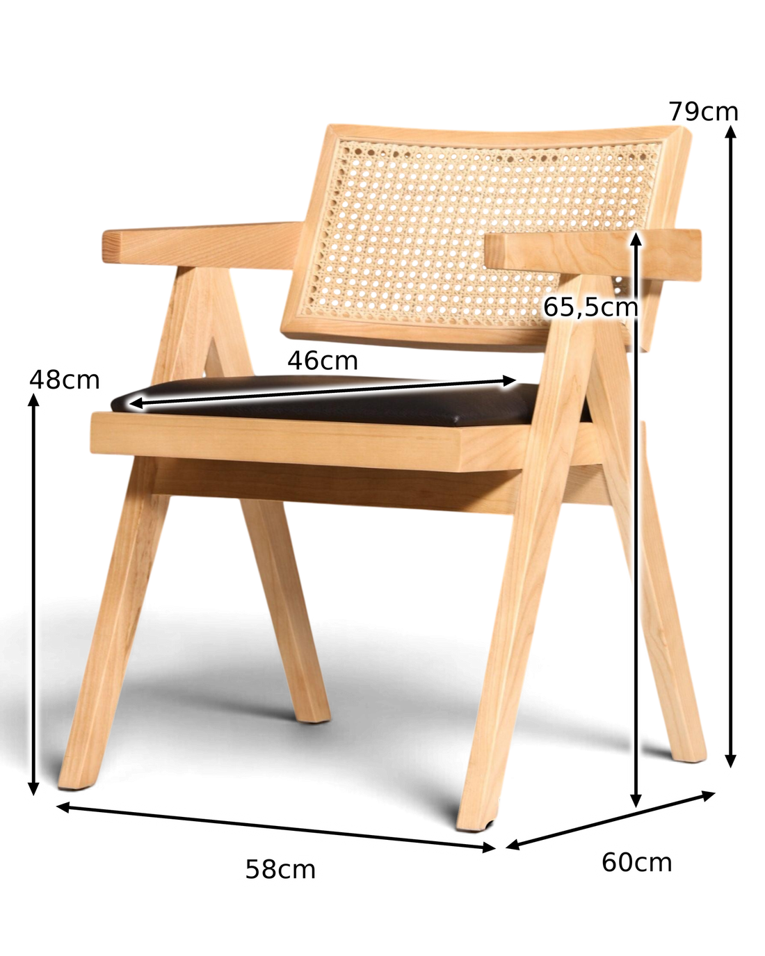 Sehr edler Korbgeflecht Stuhl "Vienna Wood +" Armlehnsessel Bauhaus Relax Lounge Chair Stuhl Esszimmer Stuhl Küchenstuhl