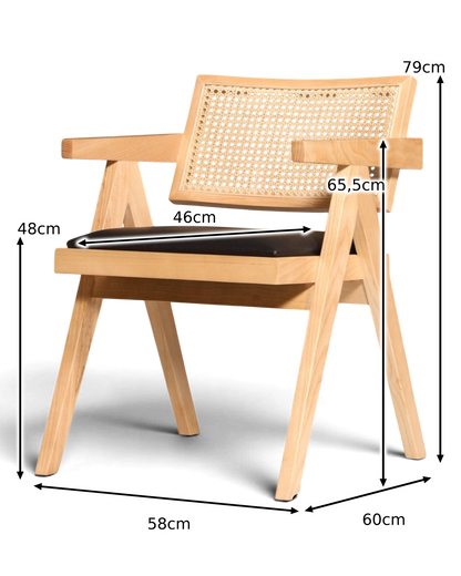 Sehr edler Korbgeflecht Stuhl "Vienna Wood +" Armlehnsessel Bauhaus Relax Lounge Chair Stuhl Esszimmer Stuhl Küchenstuhl