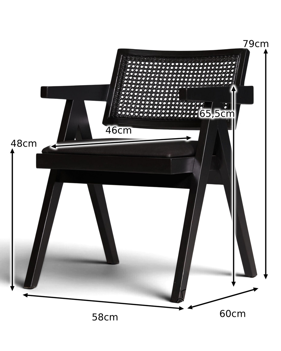 Sehr edler Korbgeflecht Stuhl "Vienna Black +" Armlehnsessel Bauhaus Relax Lounge Chair Stuhl Esszimmer Stuhl Küchenstuhl