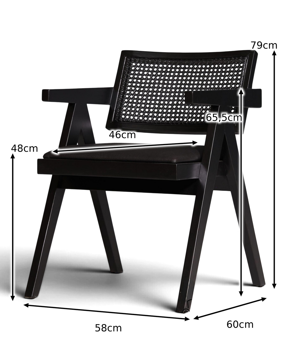 Sehr edler Korbgeflecht Stuhl "Vienna Black +" Armlehnsessel Bauhaus Relax Lounge Chair Stuhl Esszimmer Stuhl Küchenstuhl