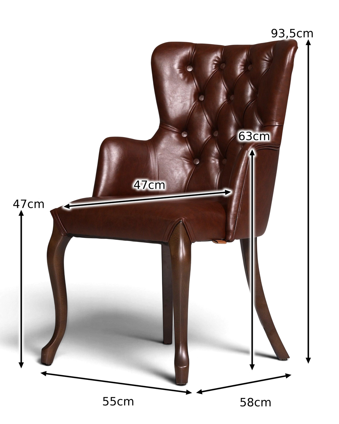 Edler Chesterfield Stil Armlehnstuhl "Manila Brown" Esszimmerstuhl Küchenstuhl Sekretär Stuhl
