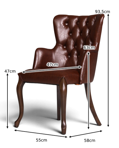 Edler Chesterfield Stil Armlehnstuhl "Manila Brown" Esszimmerstuhl Küchenstuhl Sekretär Stuhl