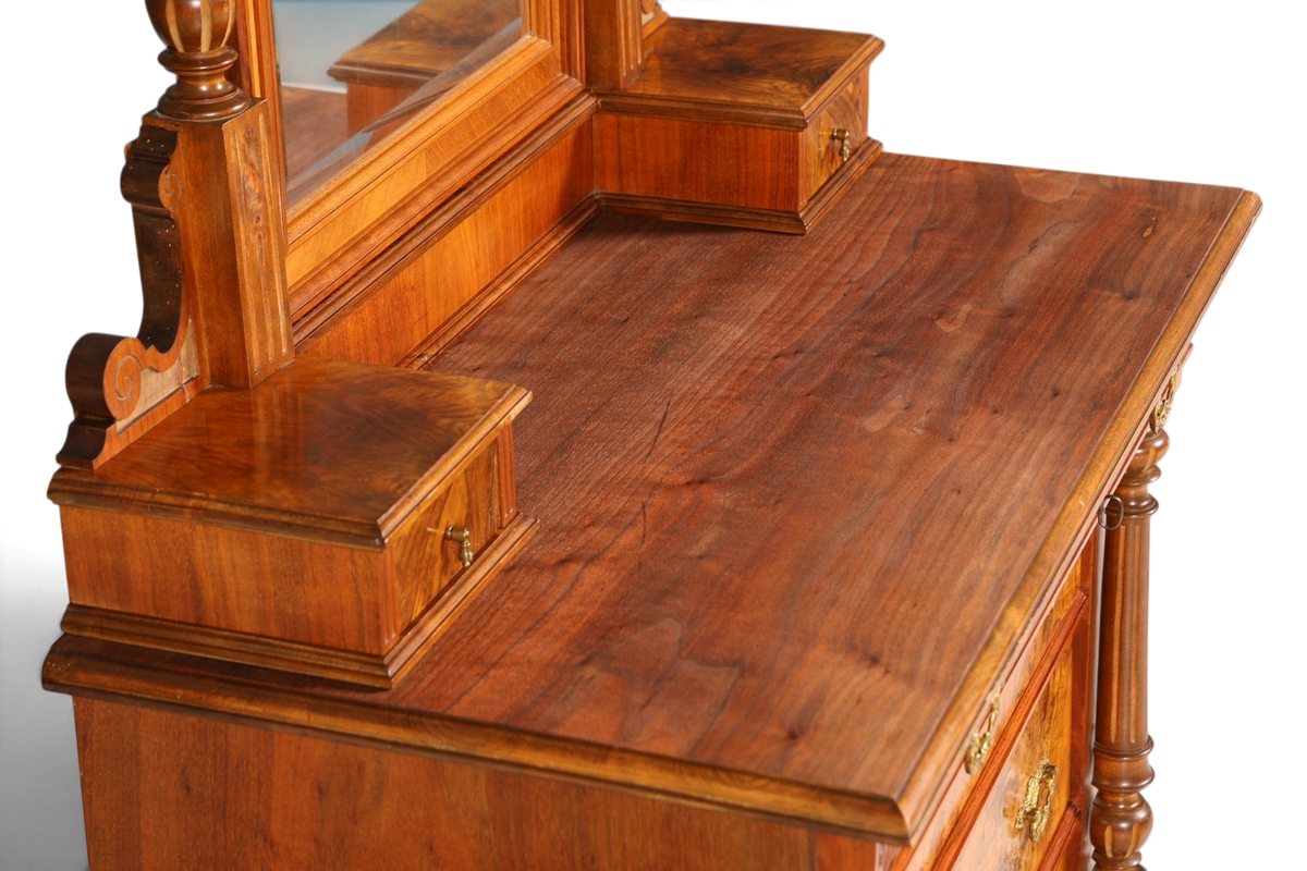 Edle Louis Philippe Kommode mit Spiegelaufsatz Gründerzeit Frisierkommode Holz Schrank Antik Flurschrank um 1880
