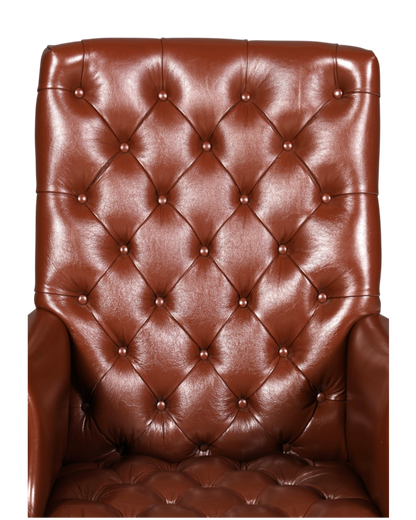 Hauptstadt Möblerei Chesterfield Chefsessel aus braunem Echtleder mit klassischer tiefer Knopfheftung