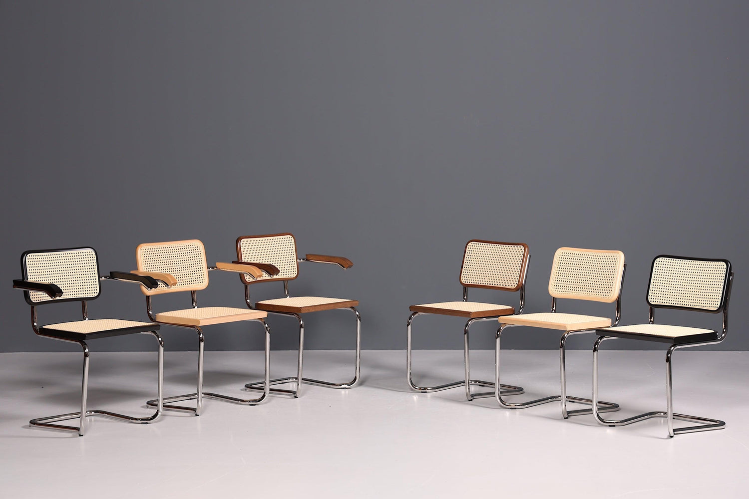 Korbgeflecht Freischwinger Armlehnstuhl &amp;quot;Milano&amp;quot; Made in Italy Beige Wippstuhl Sekretär Stuhl Esszimmer Stuhl