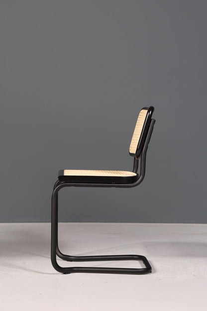 Freischwinger Stuhl &amp;quot;Milano&amp;quot; Made in Italy Schwarz Korbgeflecht Stuhl Wippstuhl Wiener Geflecht Küchenstuhl Sekretär Stuhl