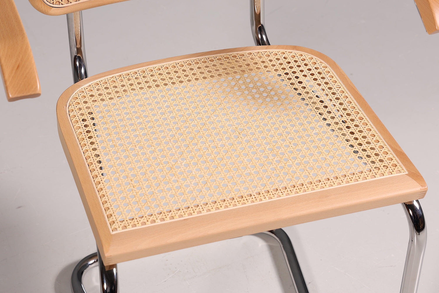Korbgeflecht Freischwinger Armlehnstuhl &amp;quot;Milano&amp;quot; Made in Italy Beige Wippstuhl Sekretär Stuhl Esszimmer Stuhl