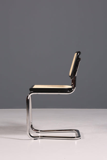 Korbgeflecht Freischwinger Stuhl &amp;quot;Milano&amp;quot; Made in Italy Schwarz Wippstuhl Esszimmer Stuhl Küchenstuhl