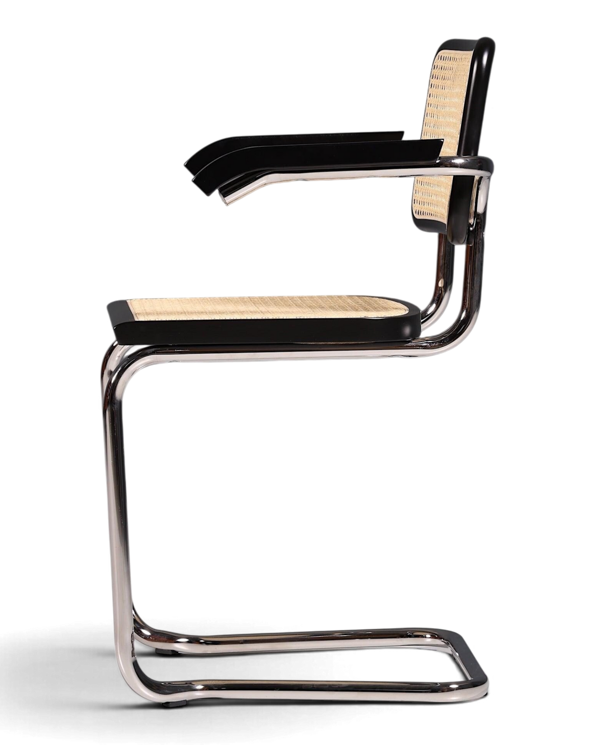 Korbgeflecht Freischwinger Armlehnstuhl &amp;quot;Milano&amp;quot; Made in Italy Schwarz Esszimmer Stuhl Wippstuhl Küchenstuhl