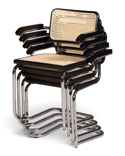 Korbgeflecht Freischwinger Armlehnstuhl &amp;quot;Milano&amp;quot; Made in Italy Schwarz Esszimmer Stuhl Wippstuhl Küchenstuhl