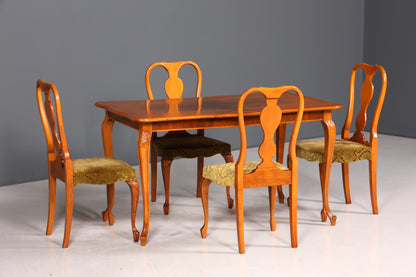 4x Wunderschöne Chippendale Stühle Barock Stil Stuhlset Polsterstuhl Set Küchenstühle Esszimmer Stühle