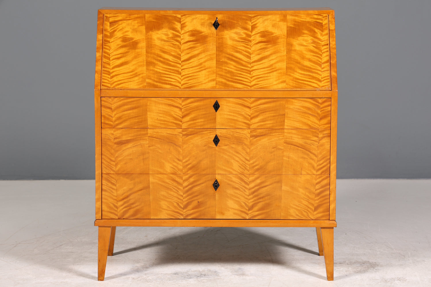 Schlichter Mid Century Sekretär Vintage Schreibmöbel echt Holz Kommode Office Secretary