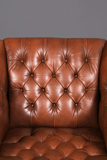Edler Chesterfield Sessel Clubsessel Echtleder Braun Englischer Armlehnsessel Ledersessel