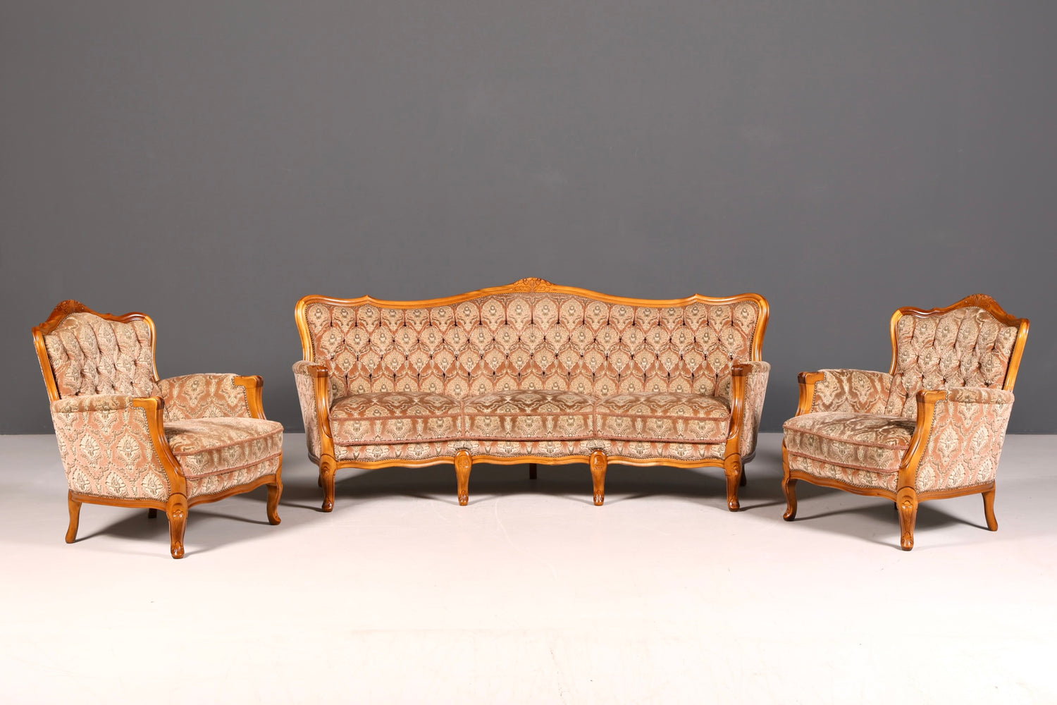 Edler Chippendale Armlehnsessel Barock Stil Sessel Armchair Samt Stoff Sessel 2 von 2