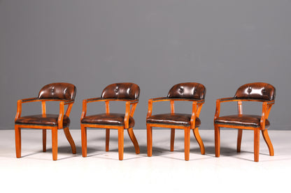 Wunderschöner Chesterfield Armlehnstuhl Braun Echt Leder Englisch Bürostuhl Schreibtischstuhl Sekretär Stuhl Court Chair 2 von 4