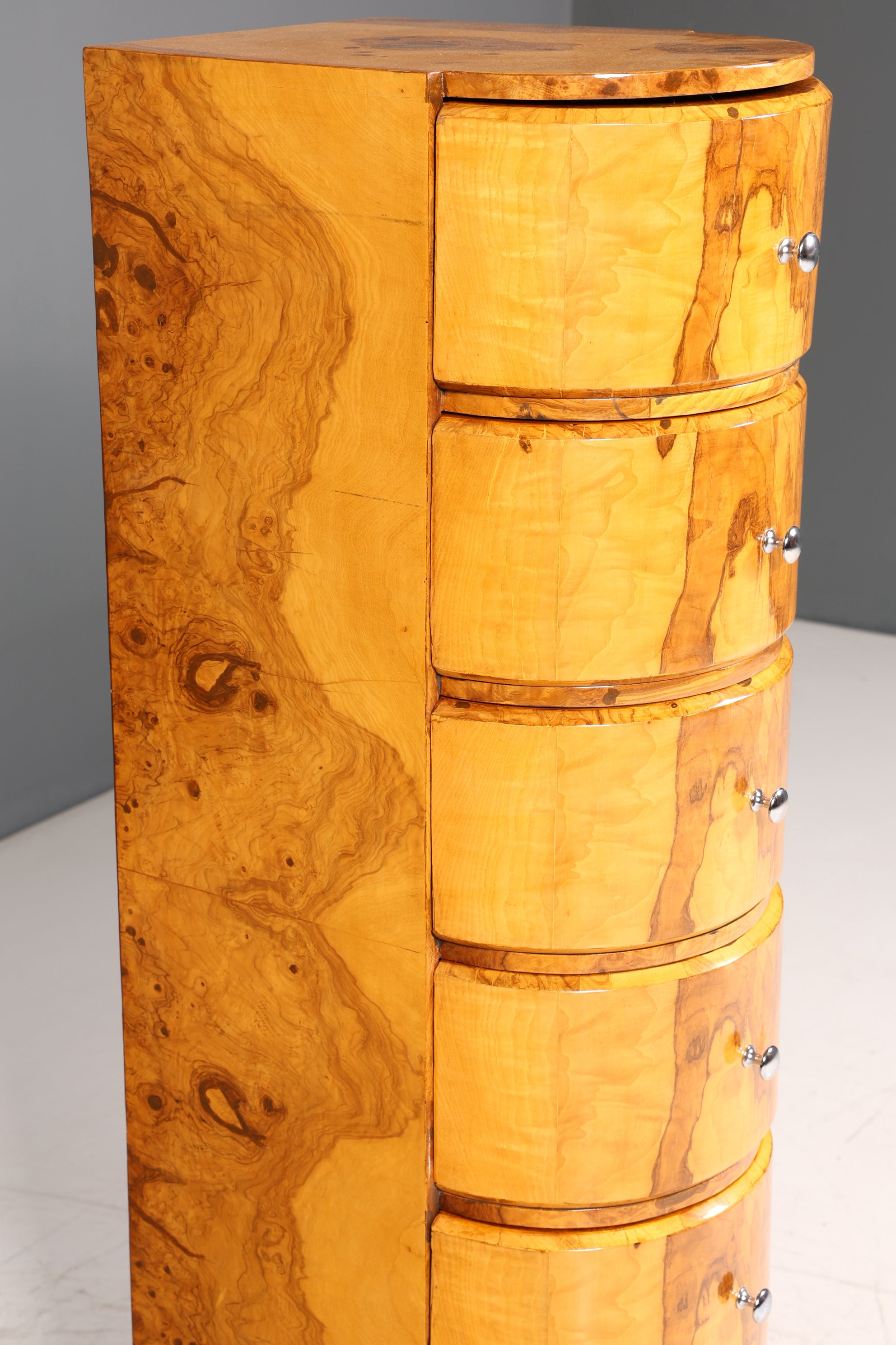 Traumhafte Art Deco Stil Birke Highboard Kommode Vertiko Schubladenkommode