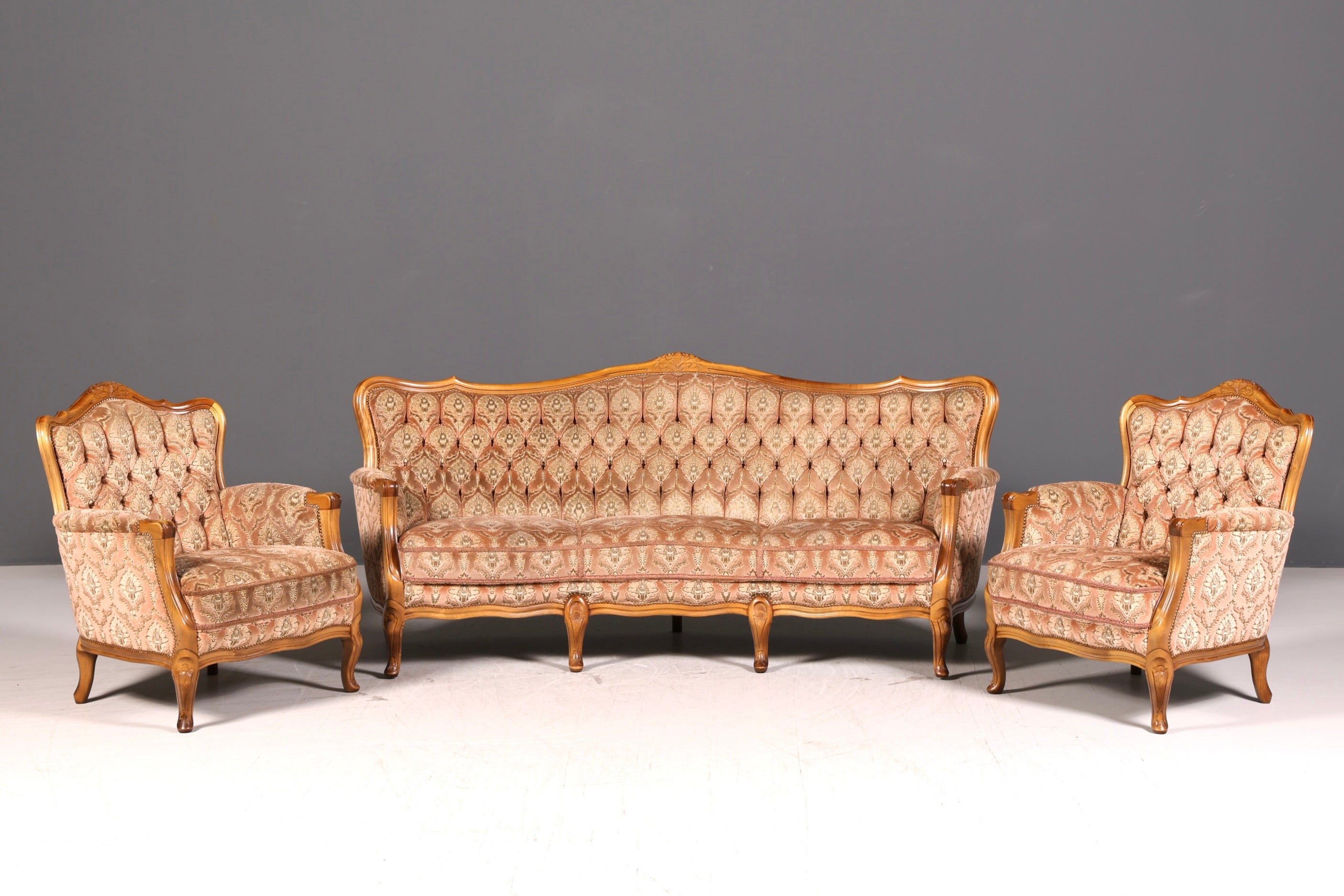 Edler Chippendale Armlehnsessel Barock Stil Sessel Samt Stoff Armchair Antik 2 von 2