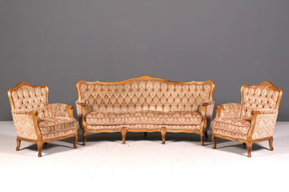 Edler Chippendale Armlehnsessel Barock Stil Sessel Samt Stoff Armchair Antik 2 von 2