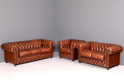 G118 Finish Wunderschönes Original Chesterfield 2er Sofa Englisch Oxblood Leder 2- Sitzer Couch