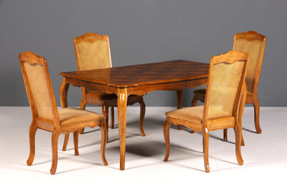 F987 Finish cm 4x Original Chippendale Stuhl Vintage Korbgeflecht Küchenstuhl Samt Stuhl