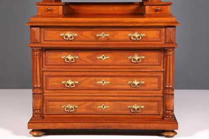 Edle Louis Philippe Kommode mit Spiegelaufsatz Gründerzeit Frisierkommode Holz Schrank Antik Flurschrank um 1880
