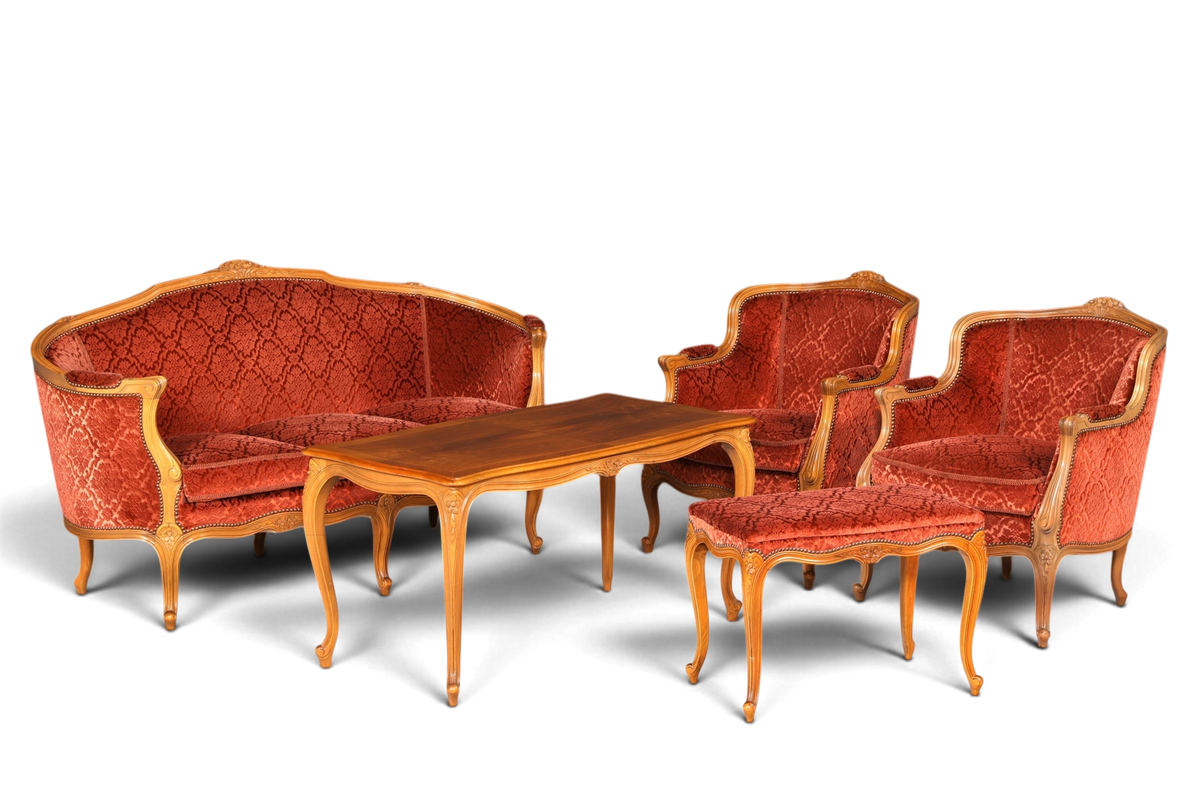 Edler Chippendale Armlehnsessel Barock Stil Sessel Samt Stoff Armchair Sessel 2 von 2
