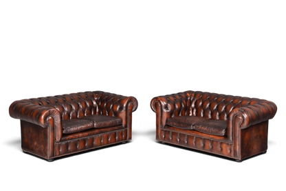 Wunderschönes Original Chesterfield Sofa 2-Sitzer Couch Echt Leder Englisch Polstersofa