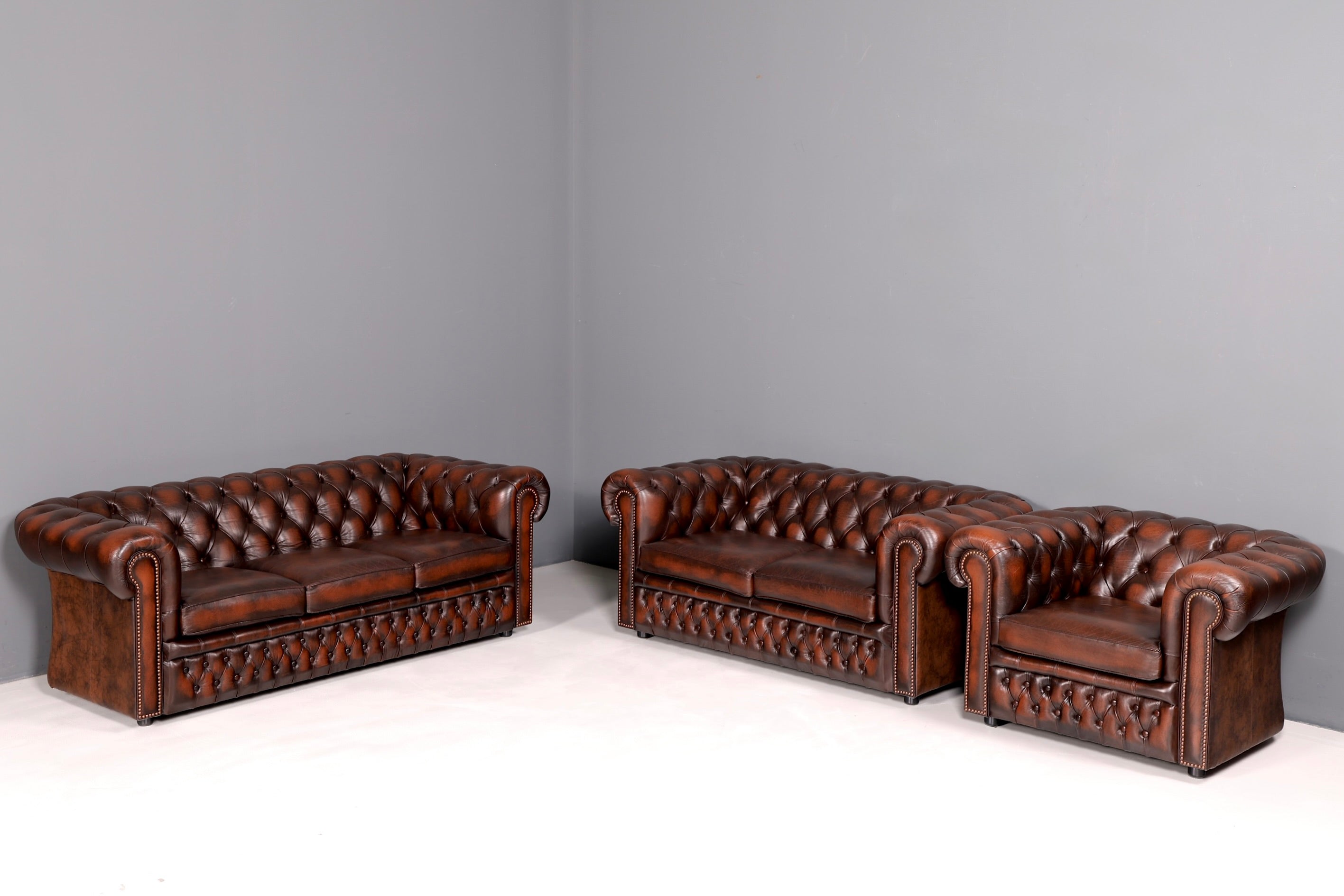 Wunderschönes Original Centurion Chesterfield Sofa 3-Sitzer echt Leder Couch Englisch Polstersofa Ledersofa