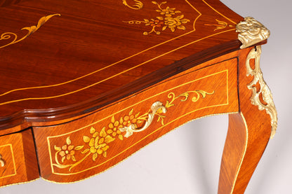 Prächtiger XXL Louis XV Stil Schreibtisch French Desk Antik Intarsien Bürotisch Office Table