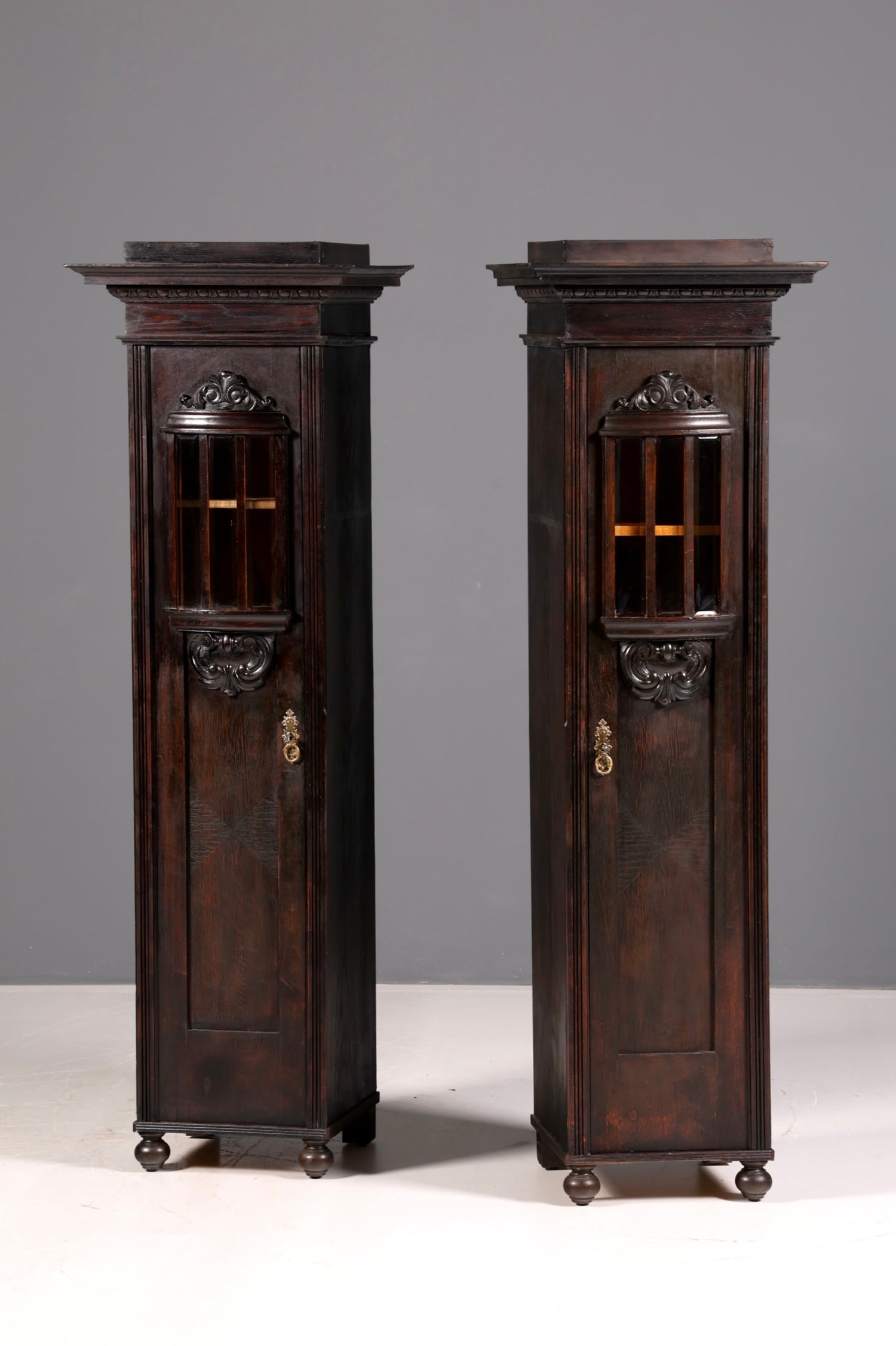 Prachtvolle Jugendstil Vitrine Antiker Bücherschrank Geschirrschrank Glasvitrine Schrank Antik 1 von 2