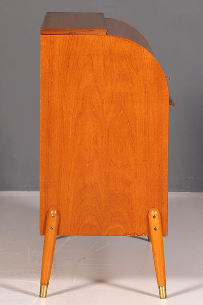 Beautiful mid-century roll-top writing bureau, desk, office cabinet, vintage 1960s wood