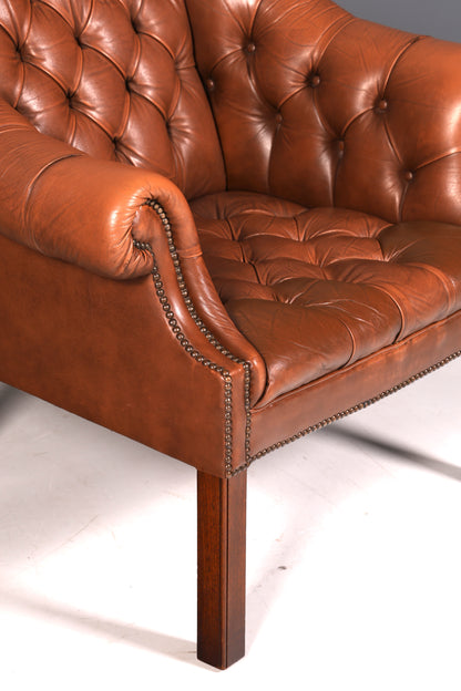 Edler Chesterfield Sessel Clubsessel Echtleder Braun Englischer Armlehnsessel Ledersessel