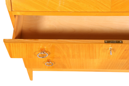 Schlichter Mid Century Sekretär Vintage Schreibmöbel echt Holz Kommode Retro Office Secretary
