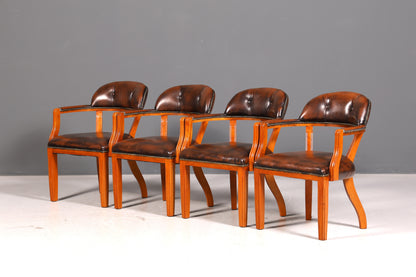 Wunderschöner Chesterfield Armlehnstuhl Braun Echt Leder Englisch Bürostuhl Schreibtischstuhl Sekretär Stuhl Court Chair 2 von 4